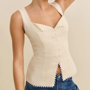 Reformation Viola Linen Top - size 2 - Sugar